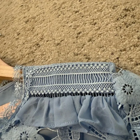 Ted Baker NWOT size 1 (S) bell sleeves Sky Blue Lace Blouse. Full descr in pics - Picture 7 of 17